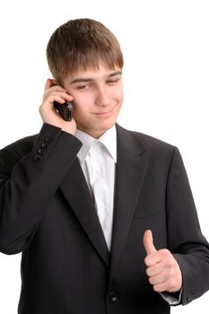 cheerful teenager get a good news on the phone