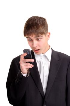 surprised teenager get sms on the phone