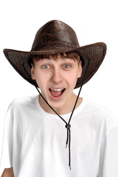 teenager portrait in the studio in the stetson hat