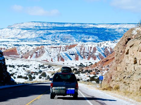 View of the snowy mountains.