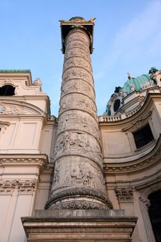 Beautiful baroque Karlskirche Church in Vienna, Austria