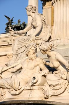 Pallas-Athena-Brunnen Fountain in front of the Austrian Parliament in Vienna, Austria