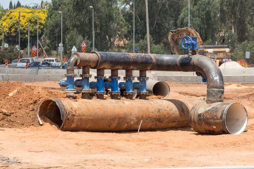 Laying of new high-speed roads in Israel.