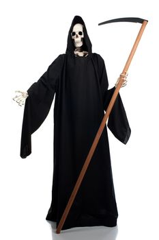 A grim reaper invites anyone to join him.