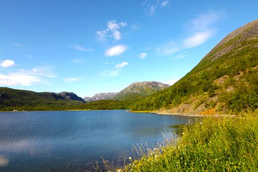 Idyllic view of and mountains of Norway