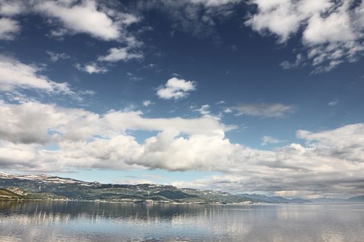 Idyllic view of and mountains of Norway, HDR