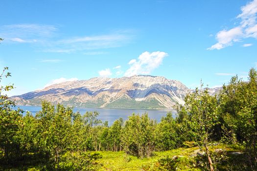 Idyllic view of and mountains of Norway, HDR