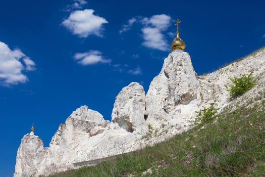 Belltower of a cave monastery in Kostomarovo, Russia