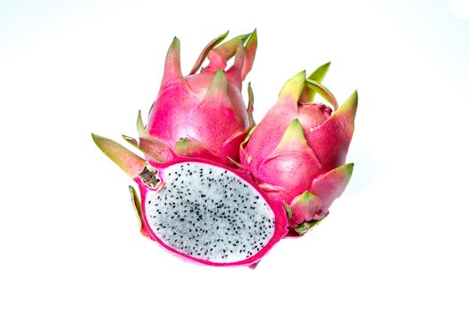 cut Dragon fruit on white cackground - isolated