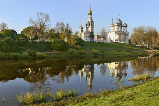 Architectural complex on a cathedral hill in Vologda - Sofia cathedral, Belltower, church of Alexander Nevsky