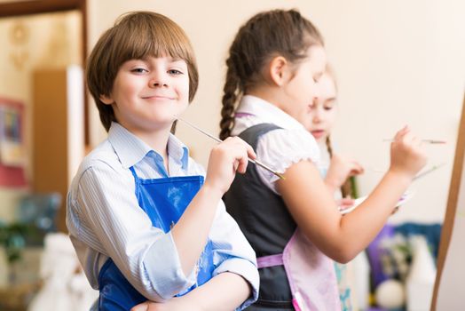 Portrait of a boy, the children learn in art school