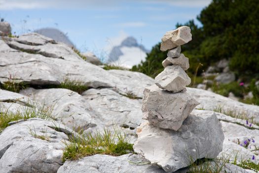 Austria : the stock of stones on a massive rock