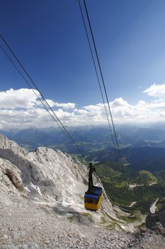 Austria panorama of the mountains with the wagons