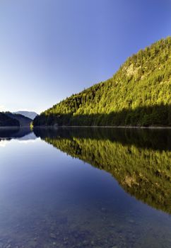 Beautiful lake with transparent cristal water in summer