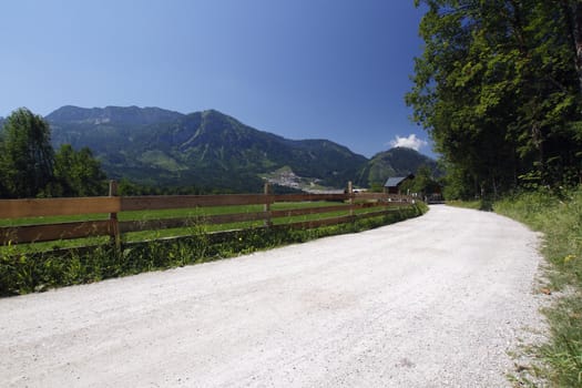 The panorama of the road in the mountains