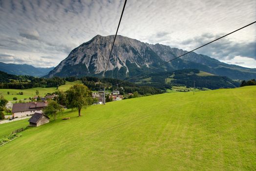 Large panorama of the mountains with some houses