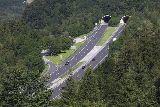 Traffic on mountain road