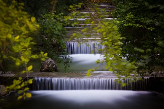 Silence at the waterfall in the park