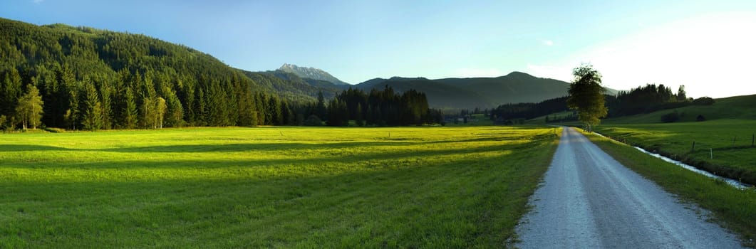 Very large panorama of the hill with road