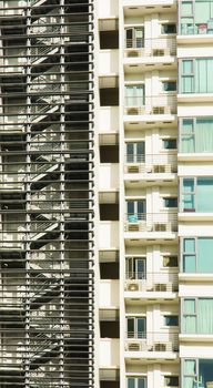 high rise apartments with sky background