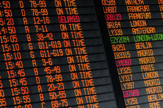 Electronic flights schedule - arrivals and departures information in international airport