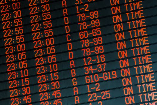 Orange led timetable - on time departures from international airport