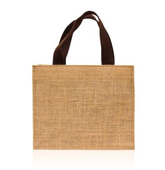 Shopping bag made out of sack on white background