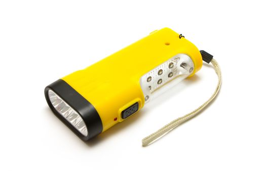 Yellow Electric Pocket Flashlight on white background.