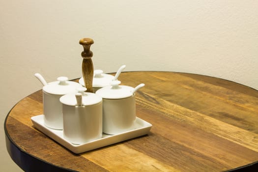 Cruet Set on wooden Table