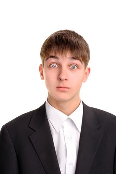 amazed teenager isolated on the white background