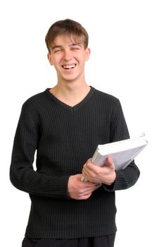 smiling student stand with the books