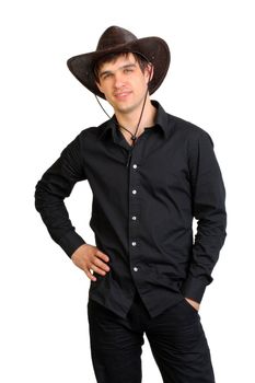 man portrait in the studio in the stetson hat