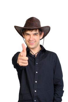 man portrait in the studio in the stetson hat