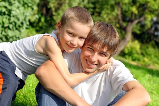 happy teenager and kid portrait