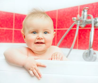 nice smiling baby in bath