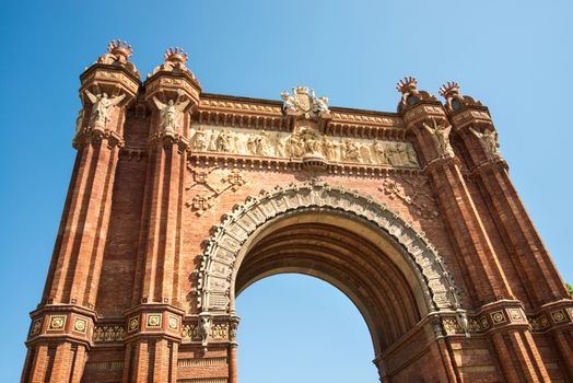 Beautiful Triumphal Arch of Barcelona against blurD3 sky