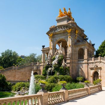 Beautiful view fountain at the zoo of Barcelona