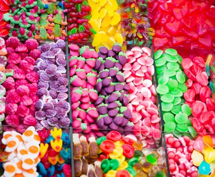 Sweets of all colors in the market