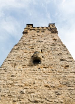 Blue Tower or Watchtower in Bad Wimpfen old town sits on the hilltop above the River Neckar in Southern Germany