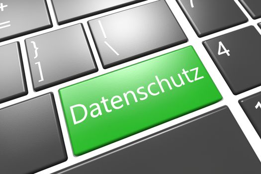 Security Concept: modern keyboard with a green Datenschutz key - the german word for data protection