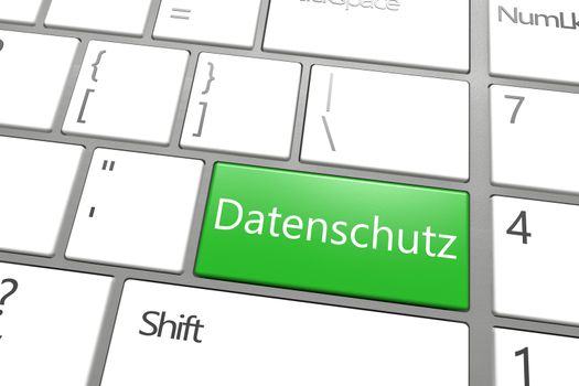 Security Concept: modern keyboard with a green Datenschutz key - the german word for data protection