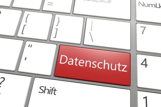 Security Concept: modern keyboard with a red Datenschutz key - the german word for data protection