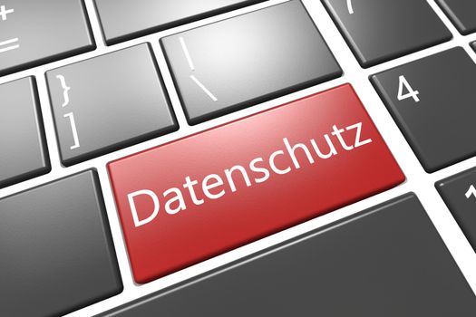 Security Concept: modern keyboard with a red Datenschutz key - the german word for data protection