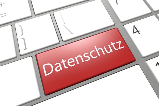 Security Concept: modern keyboard with a red Datenschutz key - the german word for data protection