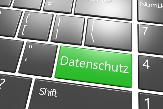 Security Concept: modern keyboard with a green Datenschutz key - the german word for data protection