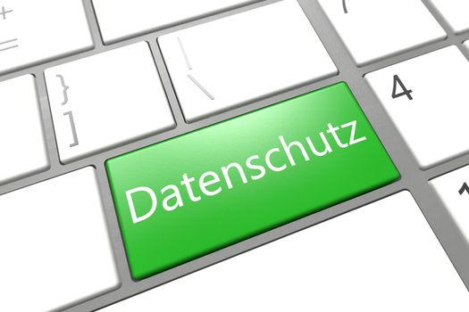 Security Concept: modern keyboard with a green Datenschutz key - the german word for data protection