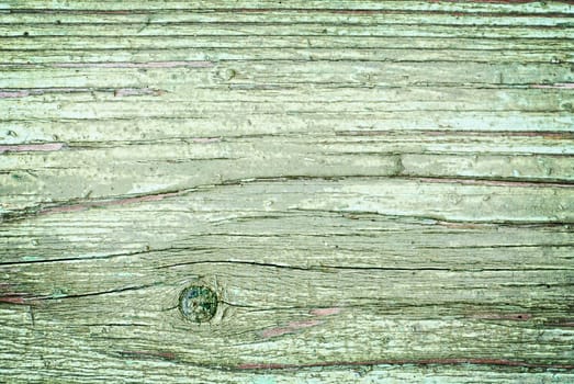 Old cracked painted texture. Rusty green wood. Grunge background.