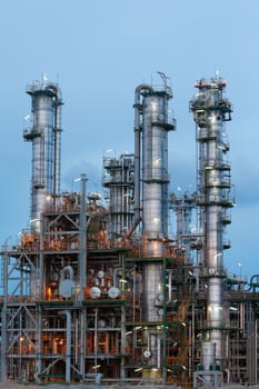 Night scene of chemical plant structure