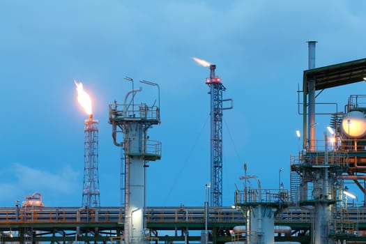 Night scene of chemical plant structure