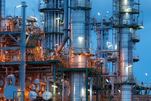 Night scene of chemical plant structure